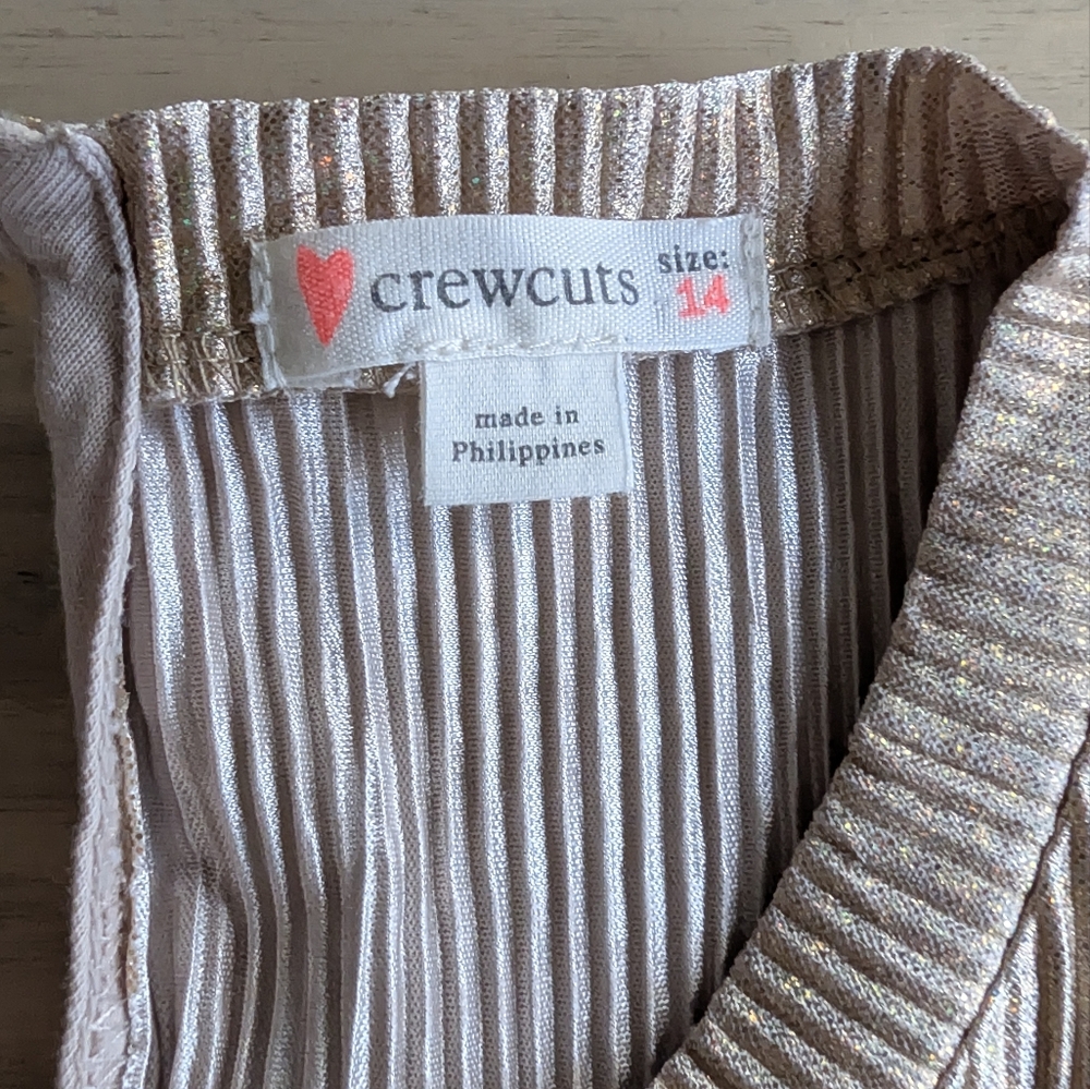 CREWCUTS Girls' Metallic Flutter-Sleeve dress With Ruffle Details Size 14 - Picture 4 of 8